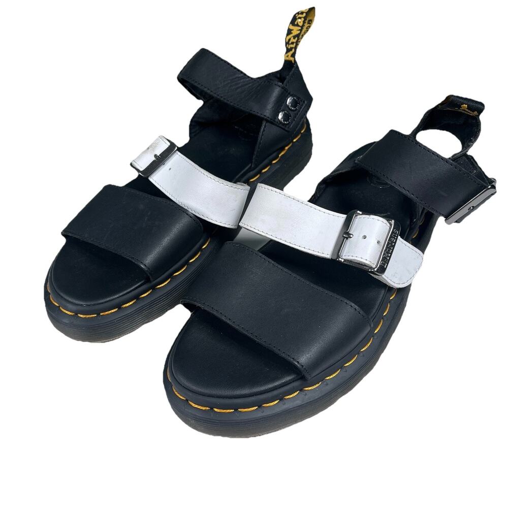Dr. Martens Gryphon Contrast Leather Strap Sandals Black / White Men’s 8‎